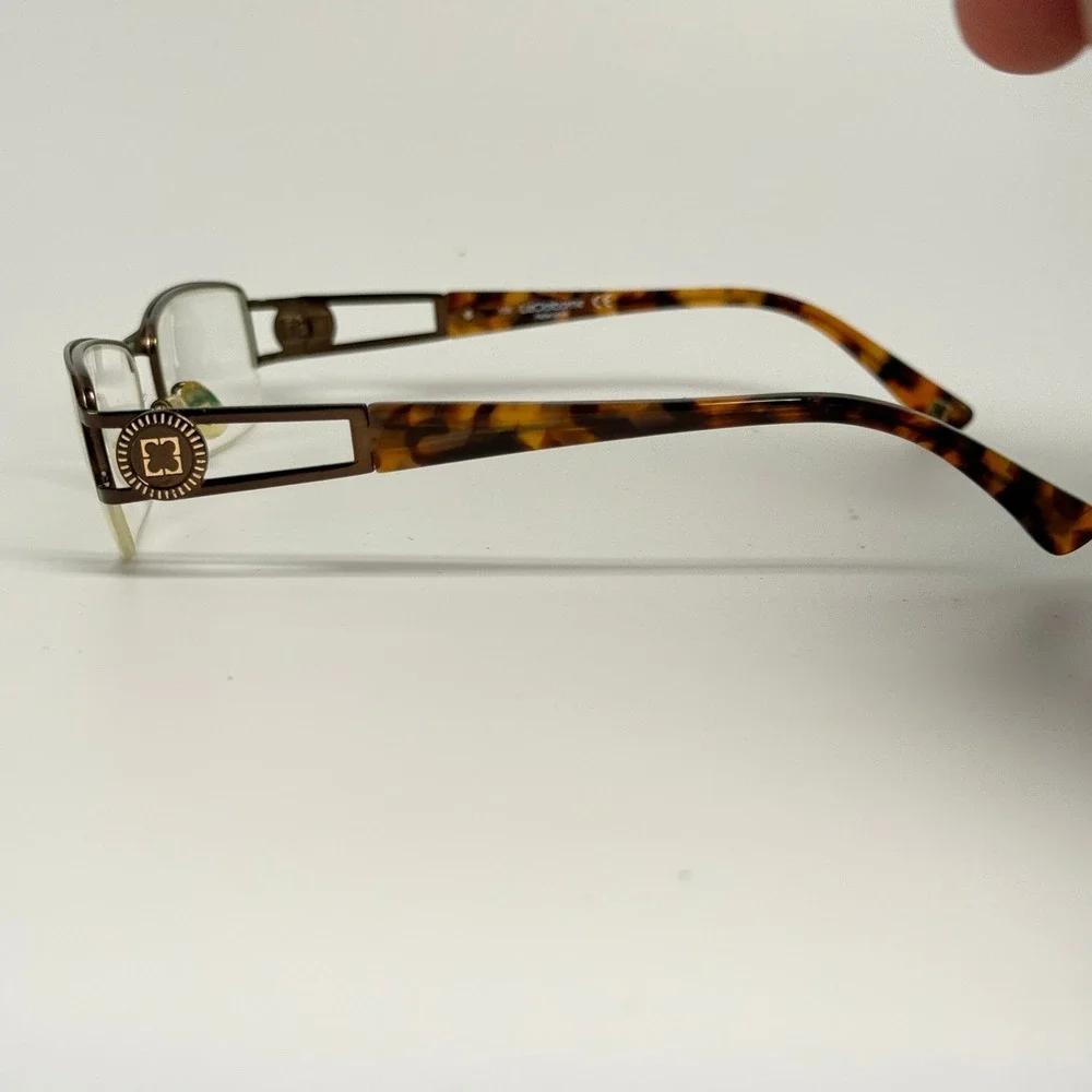 Liz Claiborne L351 Bronze Tortoise Rectangular Semi Rimless Eyeglasses 53-18